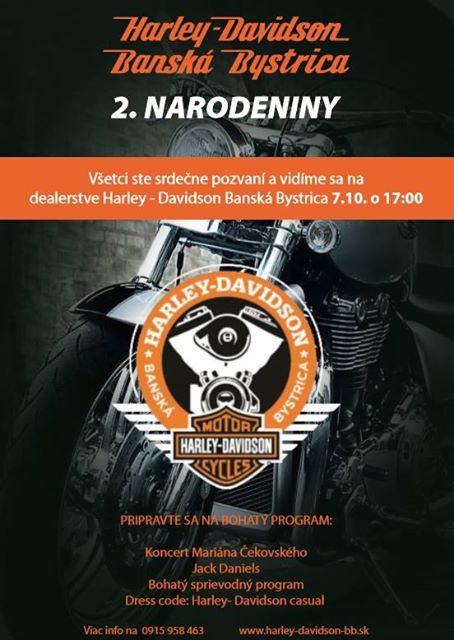 Pozvánka: oslava 2. narodenín Harley-Davidson Banská Bystrica