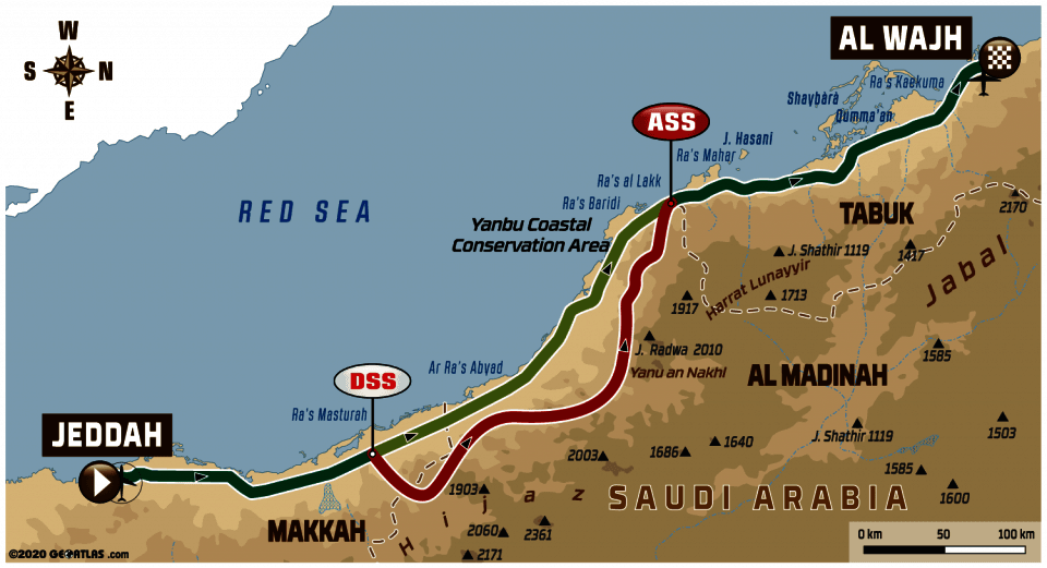 Dakar 2020 - Jeddah - Al Wajh - mapa etapy