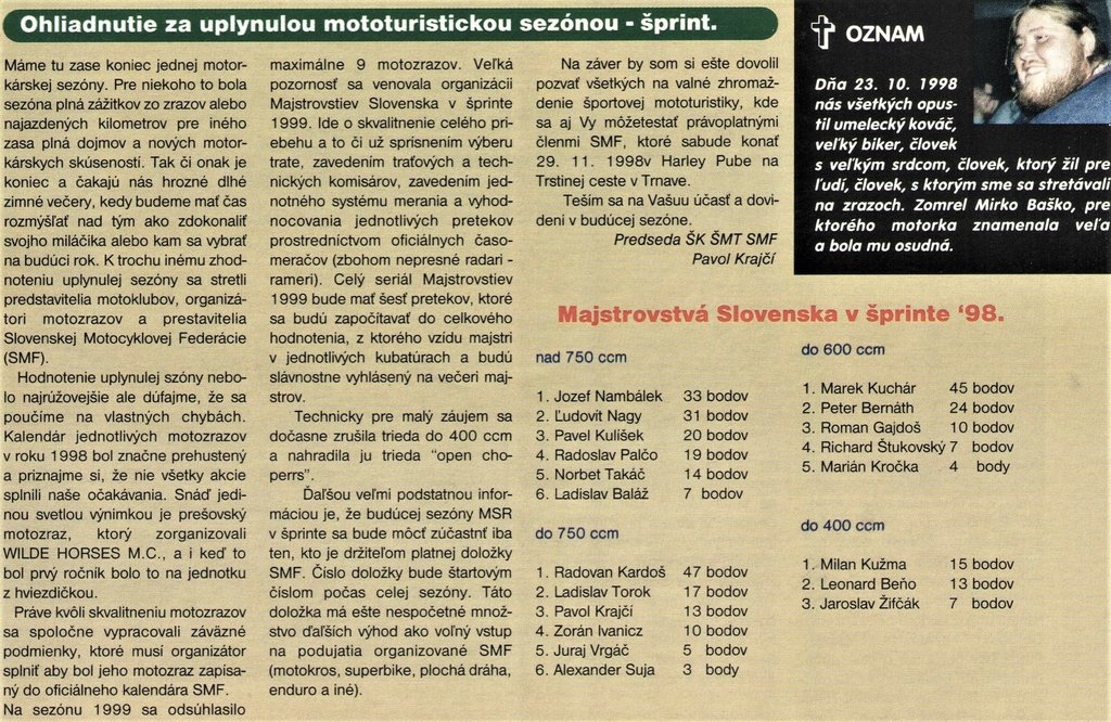 motofan 11-1998 výsledky šprintu