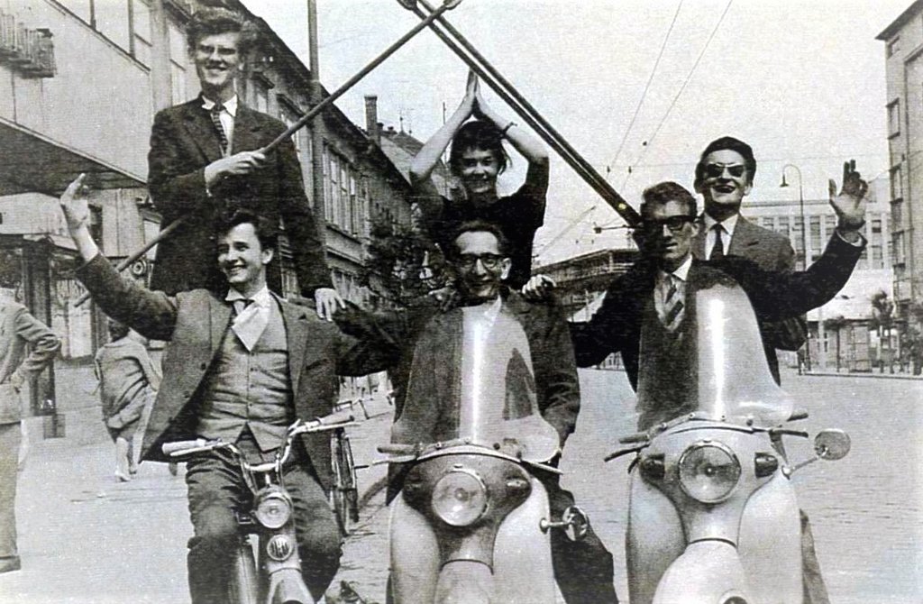 Manet-J.Berczller, M.Lasica, K.Štědrý, Jawetta-P.Mikulík v stoji Bratislava 1960