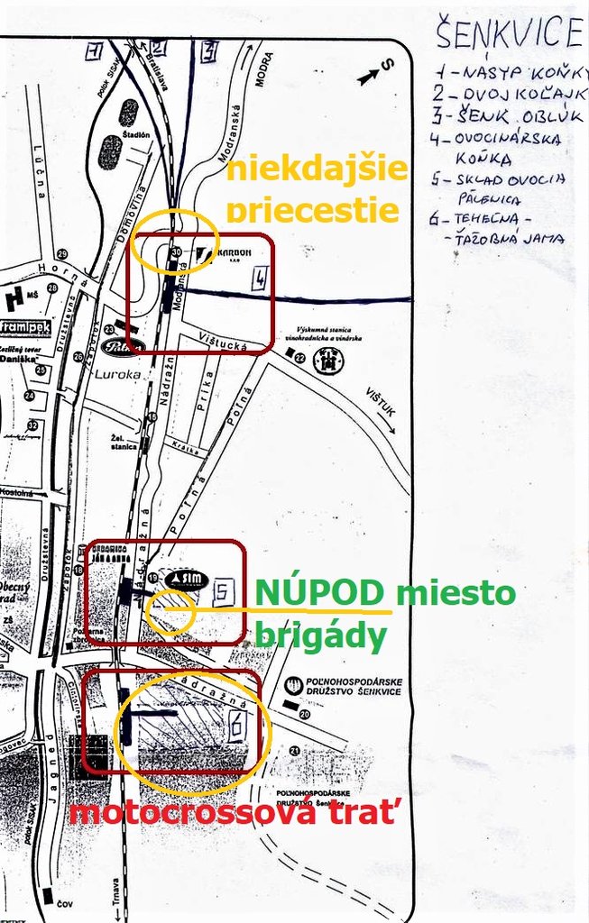 prehľadná mapka okolia šenkvickej stanice