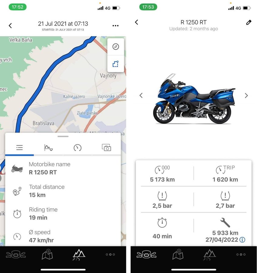 Aplikácia BMW na prepojenie s motocyklom