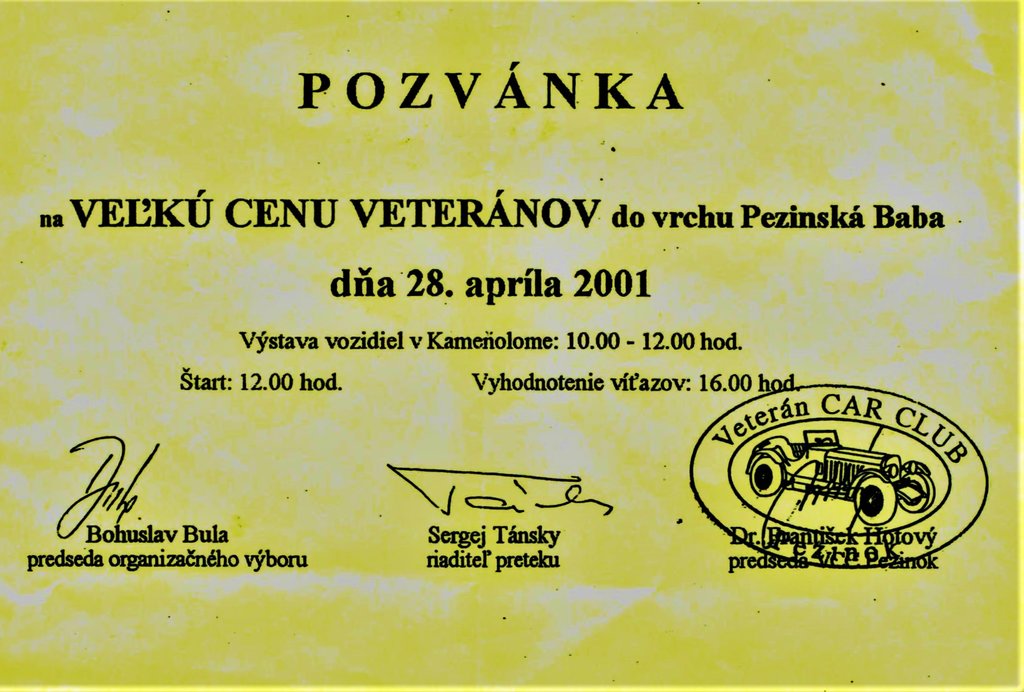 pozvánka na podujatie VCC Pezinok