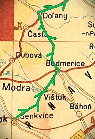 cesta cez Budmerice do Doľan