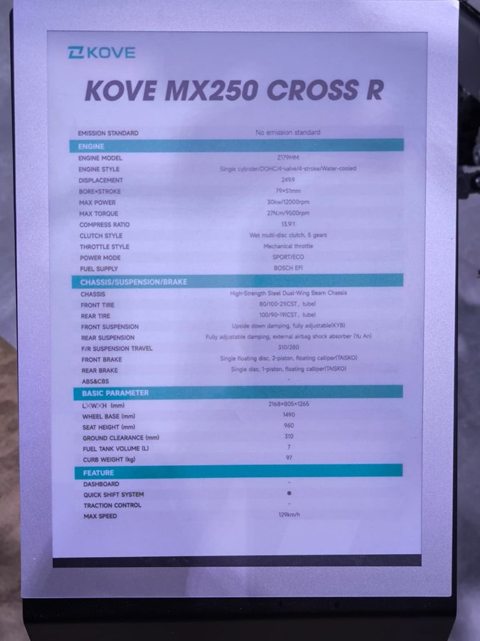 KOVE MX250 2026