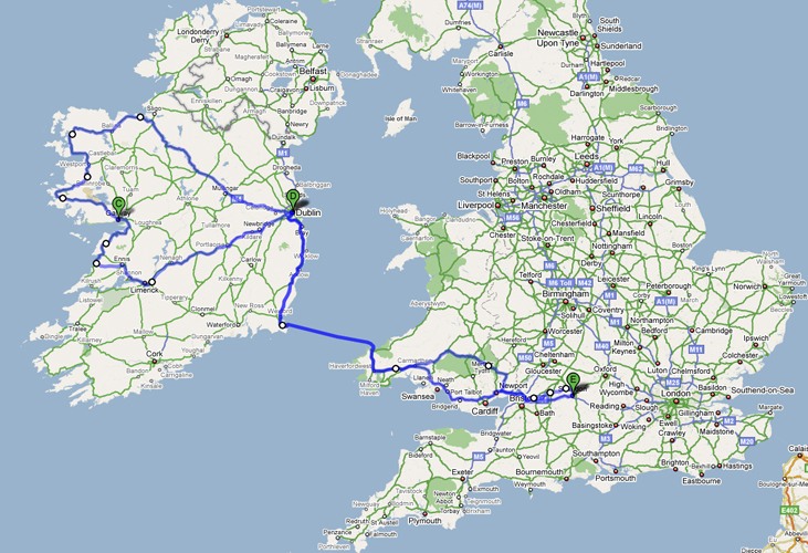 Mapa Ireland Trip