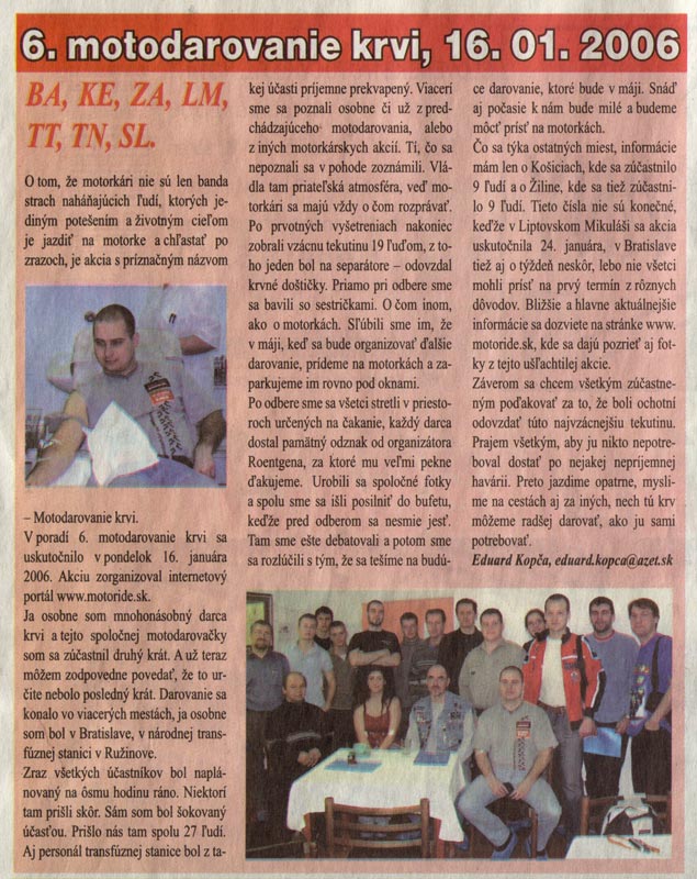 Slovenské Motocyklové Noviny 1. - 2. číslo z 15.2.2006