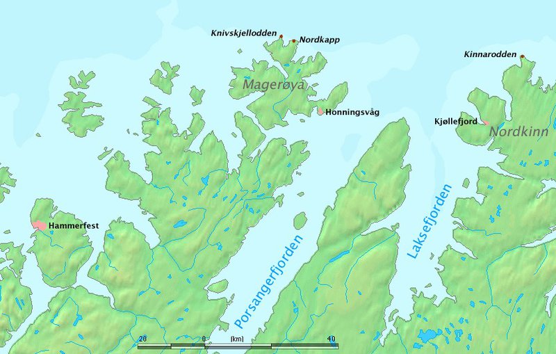 Najsevernejší bod kontinetálnej európy Cape Nordkinn (Kinnarodden) vs. Nordkapp na ostrove Mager&#248;ya. 
