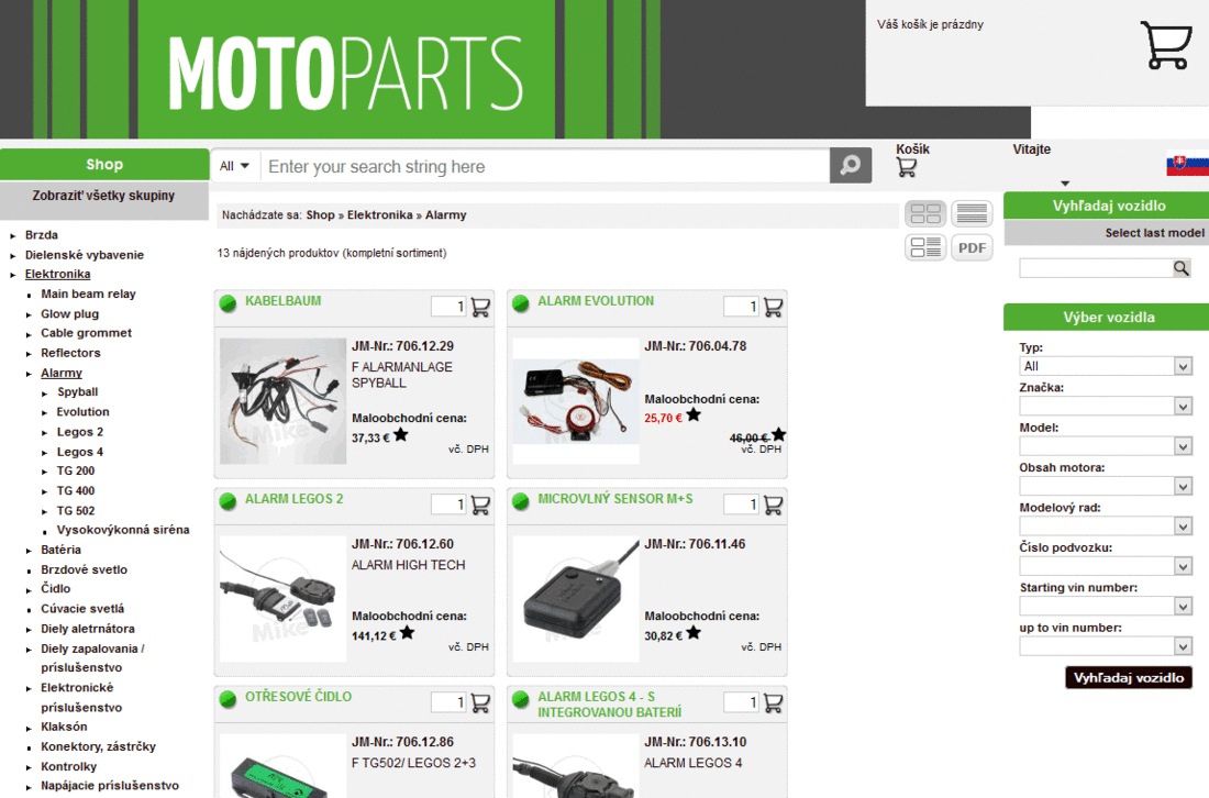 Alarmy - Motoparts.sk e-shop zameraný na náhradné diely a doplnky na motocykle 