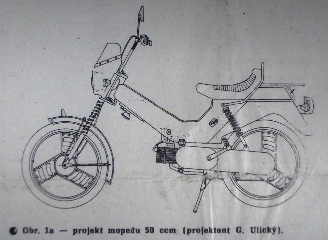 skica mopedu po obnovení výroby motocyklov na Považí