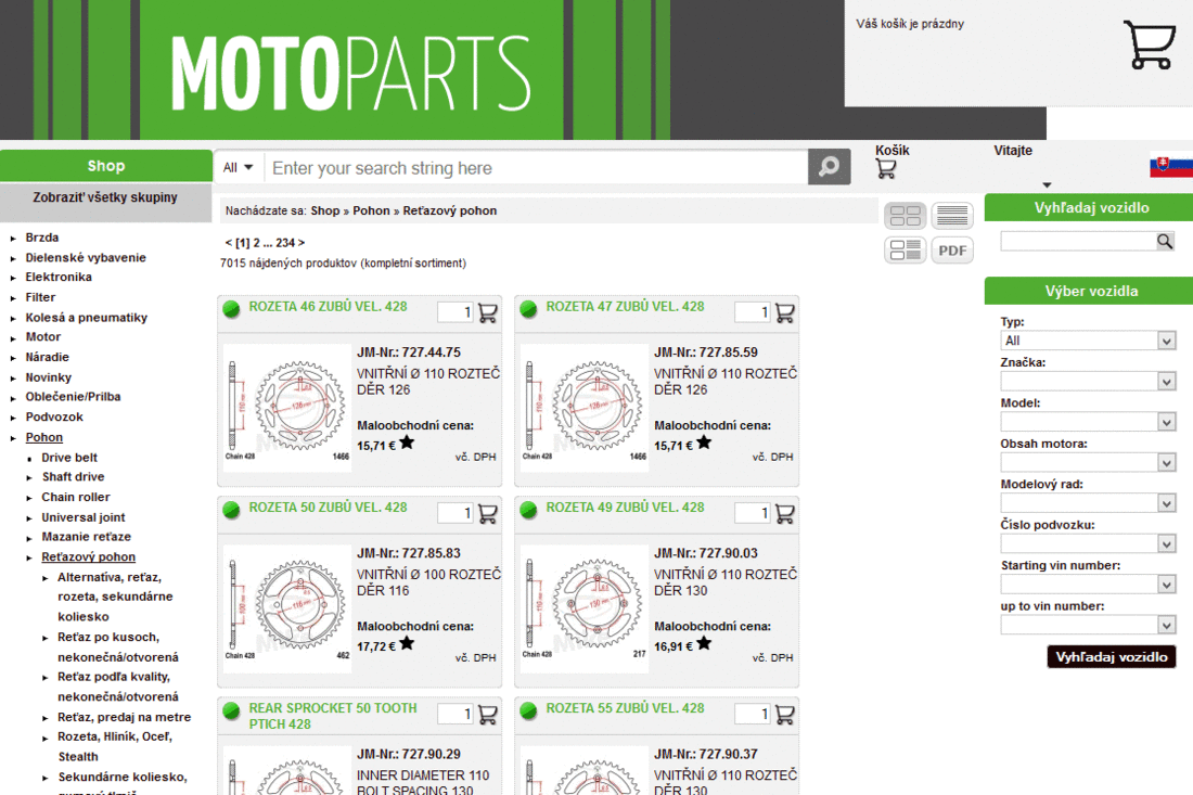 Reťaze a rozety - Motoparts.sk e-shop zameraný na náhradné diely a doplnky na motocykle 