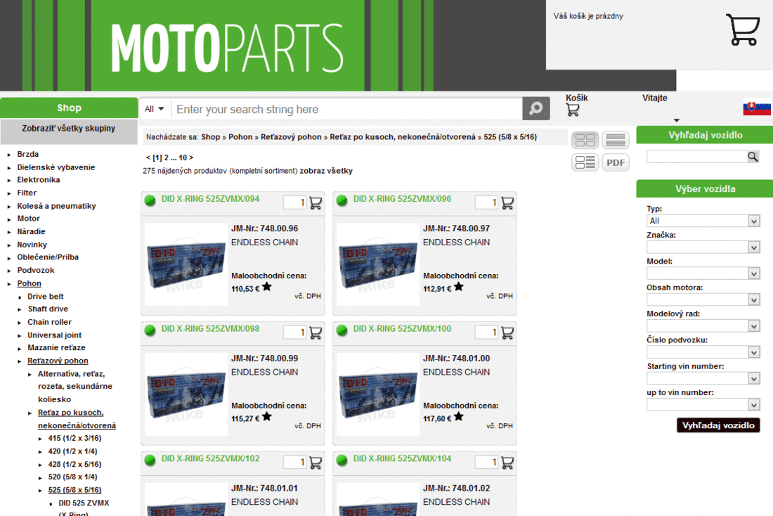 Reťaze po kusoch - Motoparts.sk e-shop zameraný na náhradné diely a doplnky na motocykle 