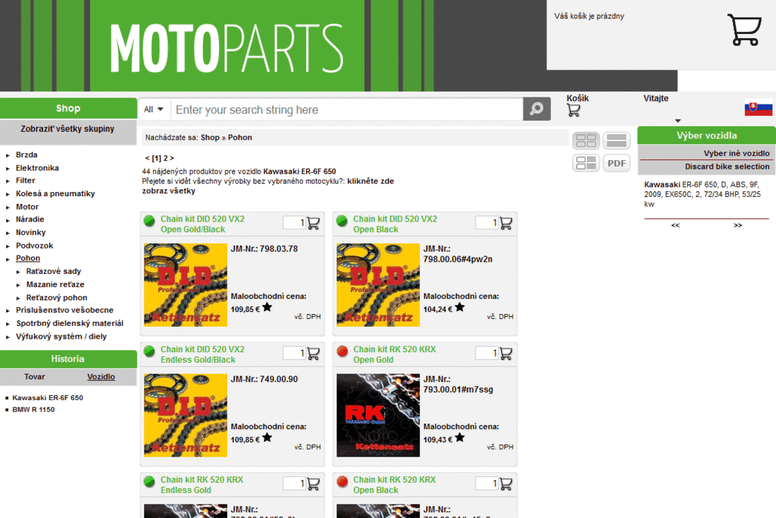 Reťaze na vybraný bike - Motoparts.sk e-shop zameraný na náhradné diely a doplnky na motocykle 
