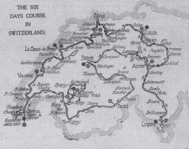 ISDT 1922 - mapa trasy, Ženeva, Švajčiarsko