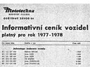 Mototechna - národní podnik - Informativní ceník vozidel platný pro rok 1977-79 - motocykle
