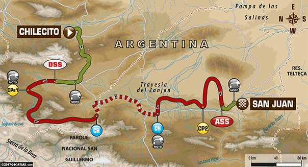 Mapa etapy - Dakar 2017 - 10. etapa - Chilecito - San Juan