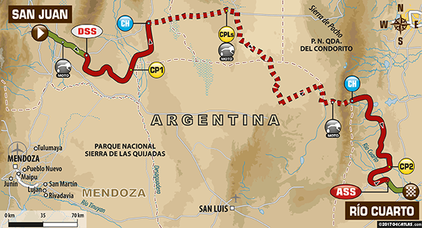 Mapa etapy - Dakar 2017 - 11. etapa - San Juan - Río Cuarto